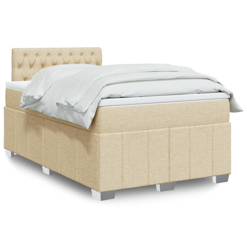 vidaXL Boxspringbett mit Matratze Creme 120x200 cm Stoff vidaXL Boxspringbett mit Matratze Creme 120x200 cm Stoff