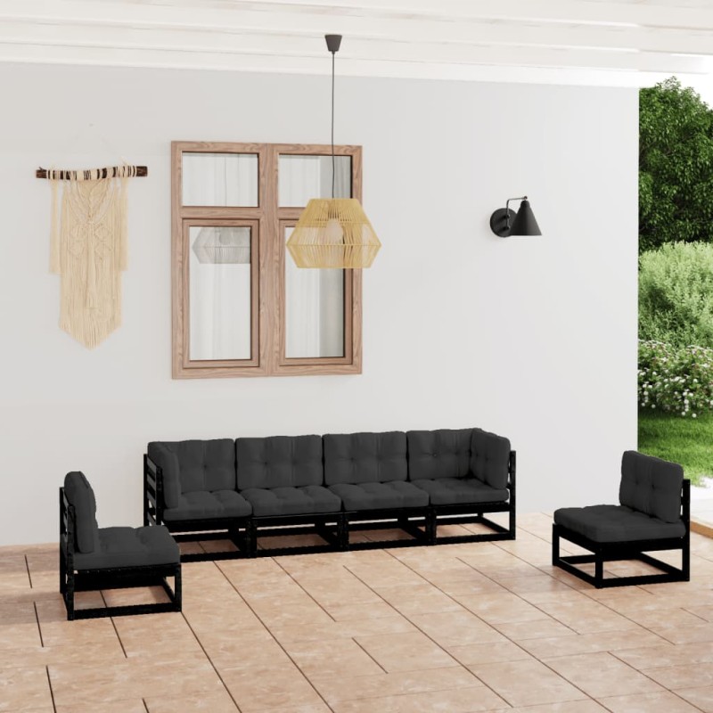 6-tlg. Garten-Lounge-Set mit Kissen Massivholz Kiefer 6-tlg. Garten-Lounge-Set mit Kissen Massivholz Kiefer