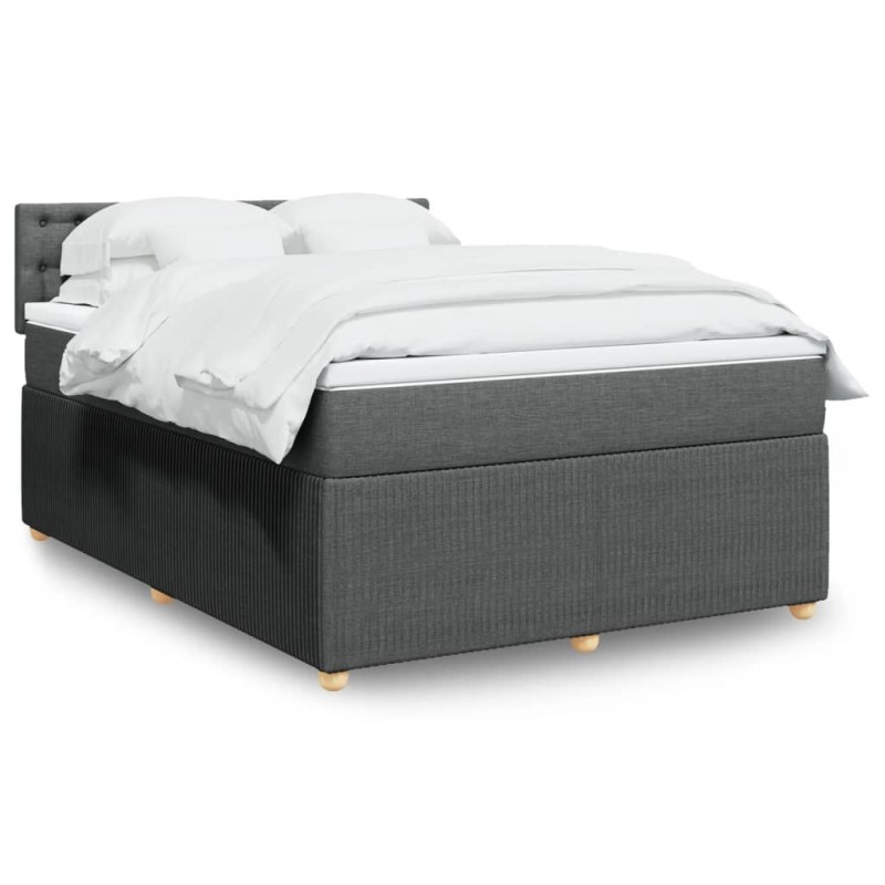 vidaXL Boxspringbett mit Matratze Dunkelgrau 160x200 cm Stoff vidaXL Boxspringbett mit Matratze Dunkelgrau 160x200 cm Stoff