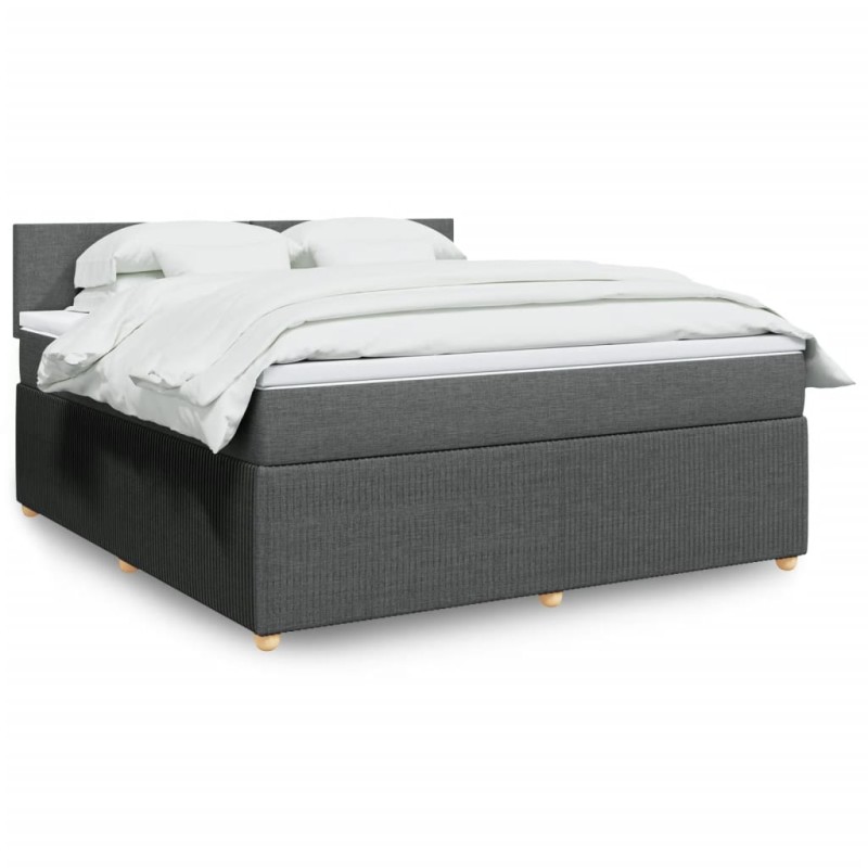 vidaXL Boxspringbett mit Matratze Dunkelgrau 180x200 cm Stoff vidaXL Boxspringbett mit Matratze Dunkelgrau 180x200 cm Stoff