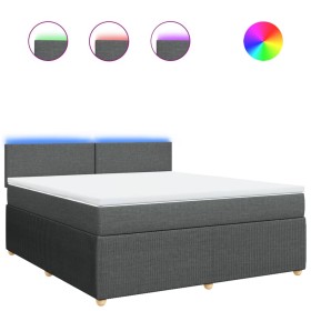 vidaXL Boxspringbett mit Matratze Dunkelgrau 180x200 cm Stoff