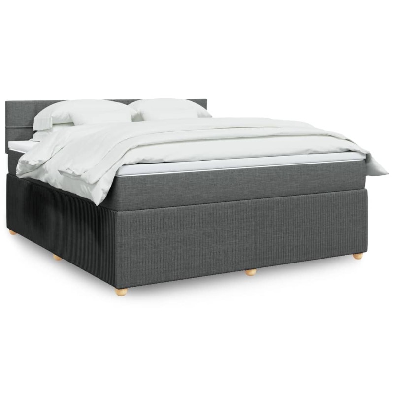 vidaXL Boxspringbett mit Matratze Dunkelgrau 180x200 cm Stoff vidaXL Boxspringbett mit Matratze Dunkelgrau 180x200 cm Stoff