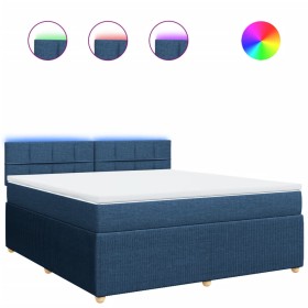 vidaXL Boxspringbett mit Matratze Blau 180x200 cm Stoff