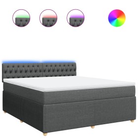vidaXL Boxspringbett mit Matratze Dunkelgrau 180x200 cm Stoff