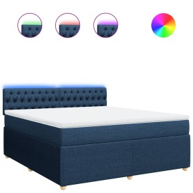 vidaXL Boxspringbett mit Matratze Blau 180x200 cm Stoff