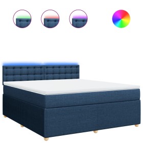 vidaXL Boxspringbett mit Matratze Blau 180x200 cm Stoff