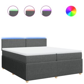 vidaXL Boxspringbett mit Matratze Dunkelgrau 200x200 cm Stoff