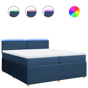 vidaXL Boxspringbett mit Matratze Blau 200x200 cm Stoff