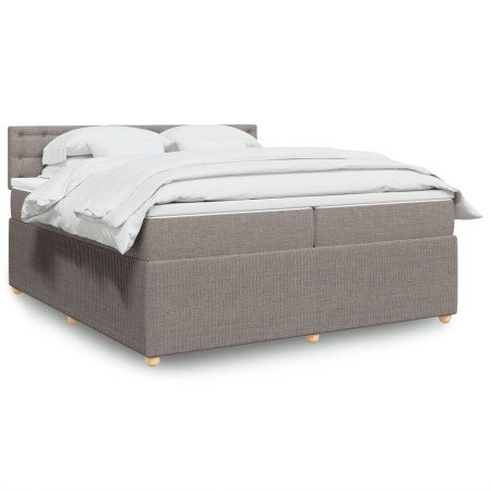 vidaXL Boxspringbett mit Matratze Taupe 200x200 cm Stoff
