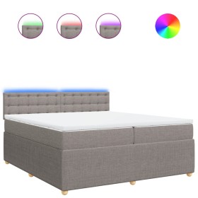 vidaXL Boxspringbett mit Matratze Taupe 200x200 cm Stoff