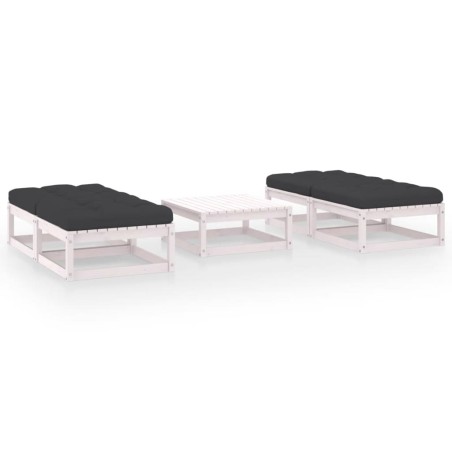 5-tlg. Garten-Lounge-Set mit Kissen Kiefer Massivholz
