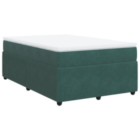 vidaXL Boxspringbett mit Matratze Dunkelgrün 120x200 cm Samt