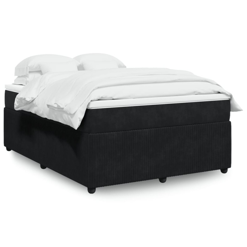 vidaXL Boxspringbett mit Matratze Schwarz 140x190 cm Samt vidaXL Boxspringbett mit Matratze Schwarz 140x190 cm Samt