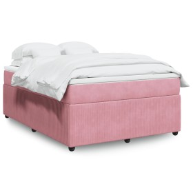 vidaXL Boxspringbett mit Matratze Rosa 140x200 cm Samt