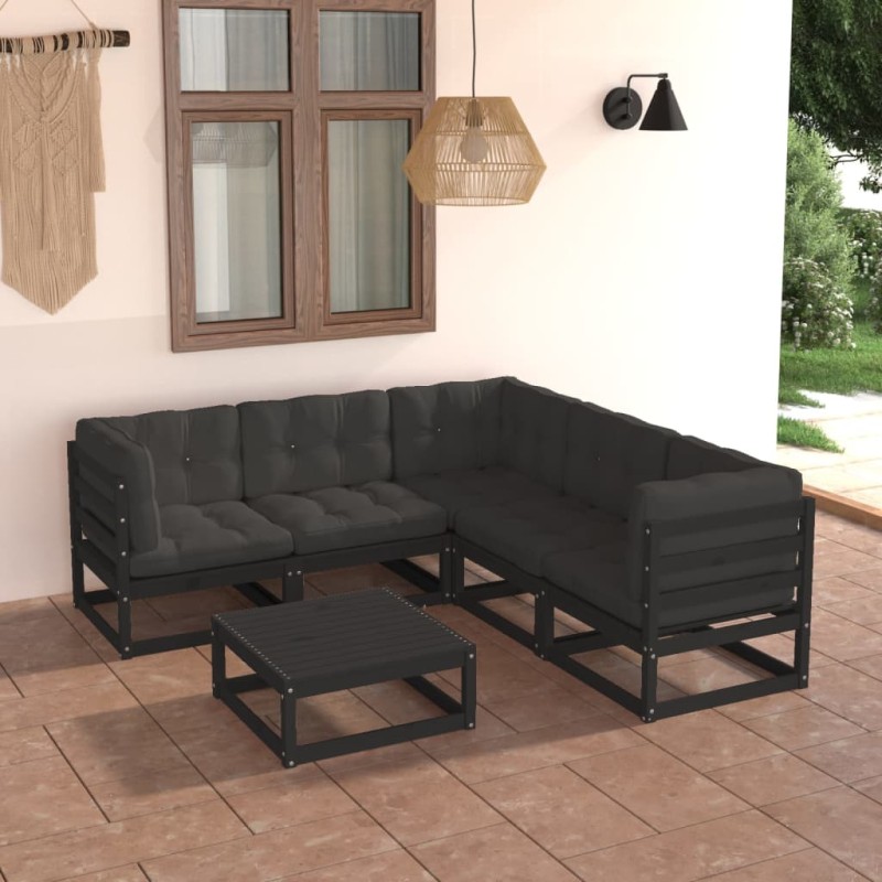 6-tlg. Garten-Lounge-Set mit Kissen Kiefer Massivholz 6-tlg. Garten-Lounge-Set mit Kissen Kiefer Massivholz