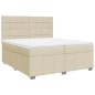 vidaXL Boxspringbett mit Matratze Creme 200x200 cm Stoff vidaXL Boxspringbett mit Matratze Creme 200x200 cm Stoff
