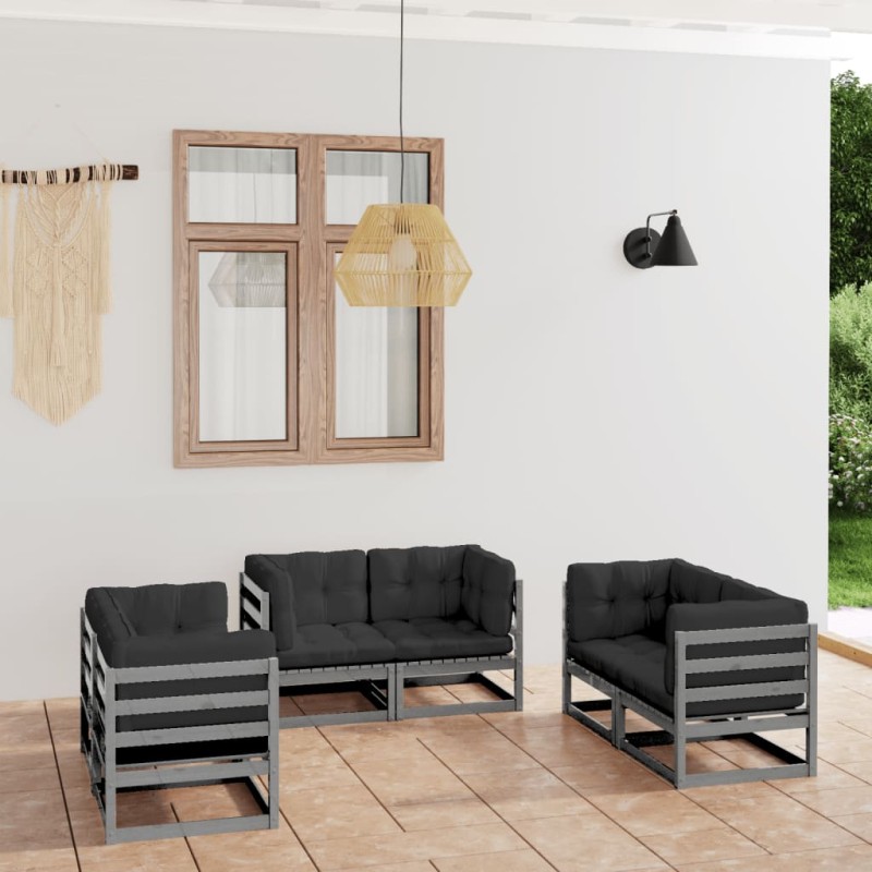 6-tlg. Garten-Lounge-Set mit Kissen Kiefer Massivholz 6-tlg. Garten-Lounge-Set mit Kissen Kiefer Massivholz