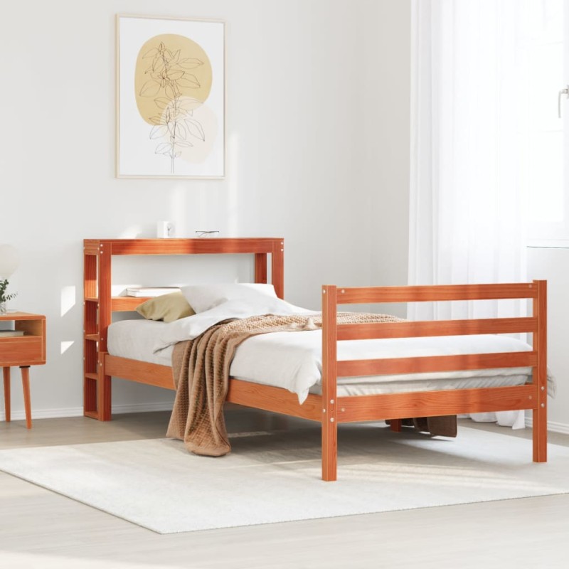 vidaXL Massivholzbett ohne Matratze Wachsbraun 75x190 cm Kiefernholz vidaXL Massivholzbett ohne Matratze Wachsbraun 75x190 cm Kiefernholz