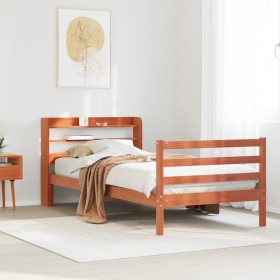 vidaXL Massivholzbett ohne Matratze Wachsbraun 75x190 cm Kiefernholz