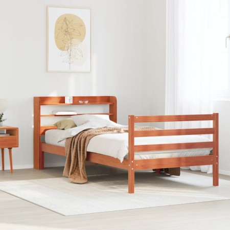 vidaXL Massivholzbett ohne Matratze Wachsbraun 75x190 cm Kiefernholz