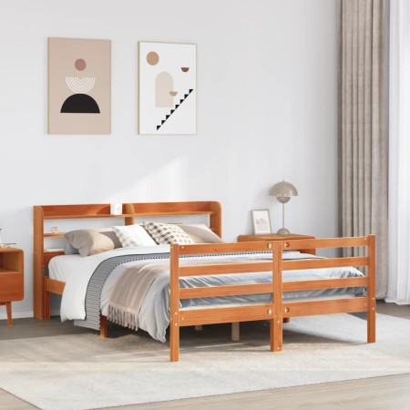 vidaXL Massivholzbett ohne Matratze Wachsbraun 120x190 cm Kiefernholz