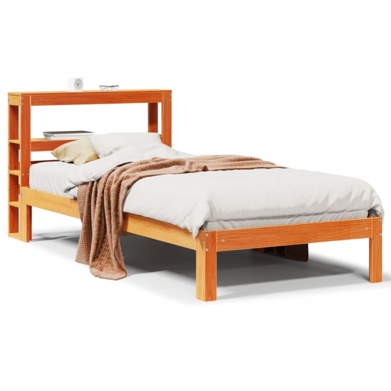 vidaXL Massivholzbett ohne Matratze Wachsbraun 100x200 Kiefernholz vidaXL Massivholzbett ohne Matratze Wachsbraun 100x200 Kiefernholz