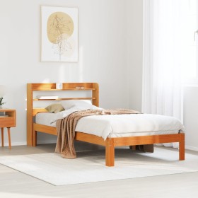 vidaXL Massivholzbett ohne Matratze Wachsbraun 90x190 cm Kiefernholz