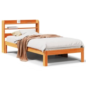 vidaXL Massivholzbett ohne Matratze Wachsbraun 90x190 cm Kiefernholz