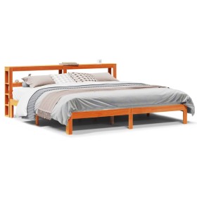vidaXL Massivholzbett ohne Matratze Wachsbraun 180x200 Kiefernholz