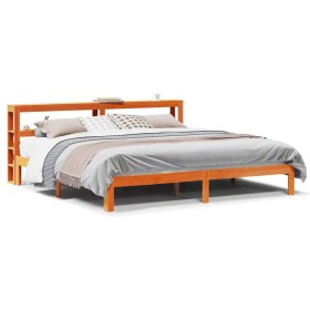 vidaXL Massivholzbett ohne Matratze Wachsbraun 180x200 Kiefernholz