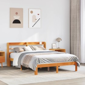 vidaXL Massivholzbett ohne Matratze Wachsbraun 120x190 cm Kiefernholz