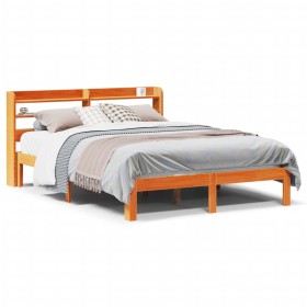 vidaXL Massivholzbett ohne Matratze Wachsbraun 120x190 cm Kiefernholz
