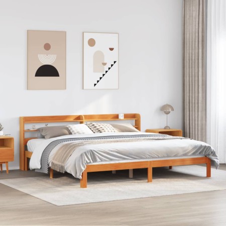 vidaXL Massivholzbett ohne Matratze Wachsbraun 180x200 Kiefernholz