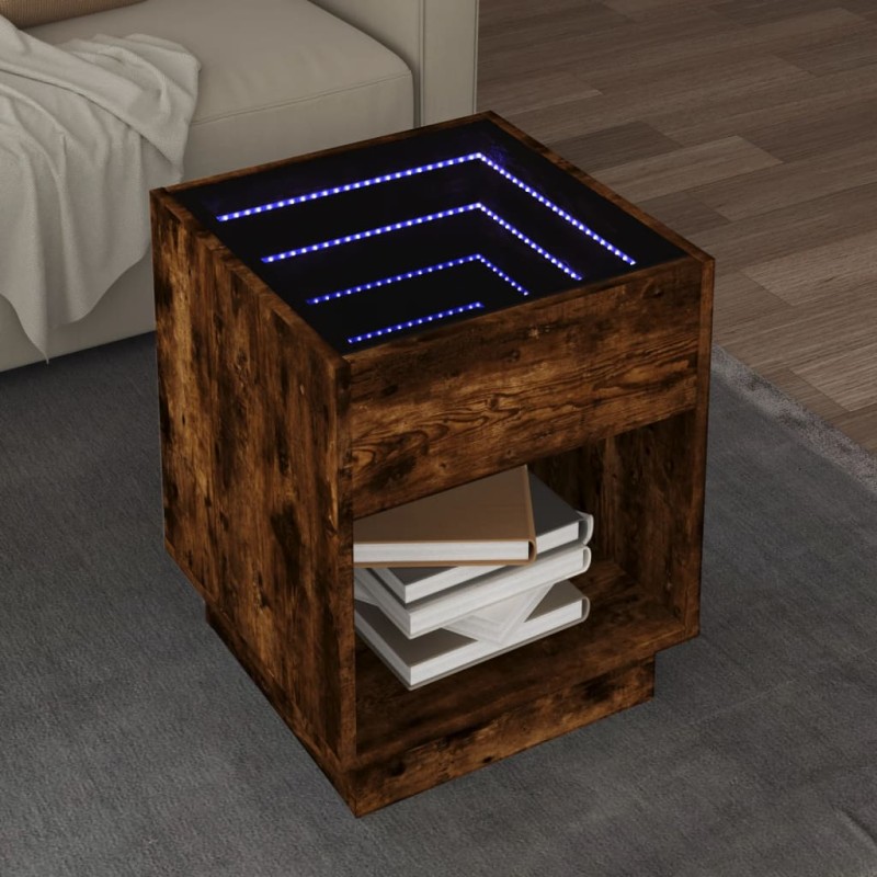vidaXL Couchtisch mit Infinity-LED Räuchereiche 40x40x50 cm vidaXL Couchtisch mit Infinity-LED Räuchereiche 40x40x50 cm