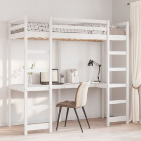 vidaXL Hochbett ohne Matratze Weiß 75x190 cm Massivholz Kiefer