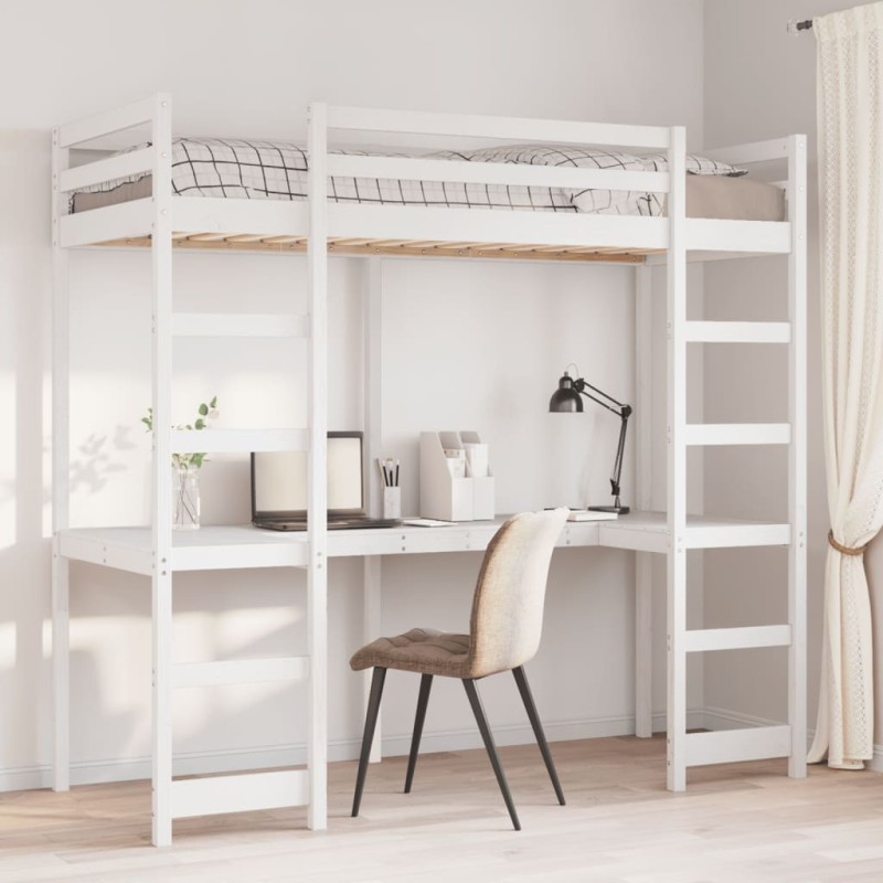 vidaXL Hochbett ohne Matratze Weiß 75x190 cm Massivholz Kiefer vidaXL Hochbett ohne Matratze Weiß 75x190 cm Massivholz Kiefer