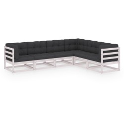 6-tlg. Garten-Lounge-Set mit Kissen Kiefer Massivholz