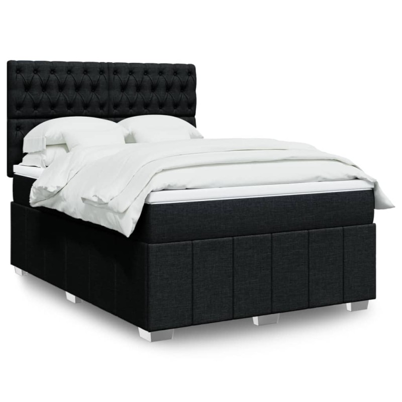 vidaXL Boxspringbett mit Matratze Schwarz 140x190 cm Stoff vidaXL Boxspringbett mit Matratze Schwarz 140x190 cm Stoff