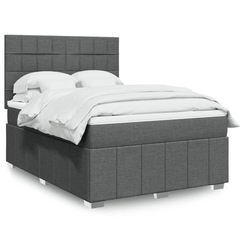 vidaXL Boxspringbett mit Matratze Dunkelgrau 140x190 cm Stoff vidaXL Boxspringbett mit Matratze Dunkelgrau 140x190 cm Stoff