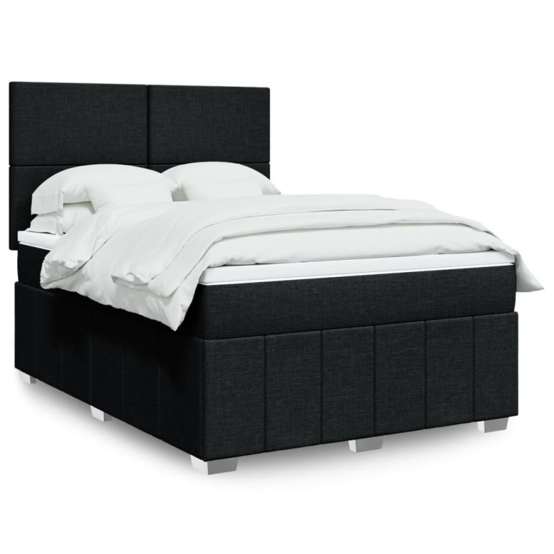 vidaXL Boxspringbett mit Matratze Schwarz 140x190 cm Stoff vidaXL Boxspringbett mit Matratze Schwarz 140x190 cm Stoff