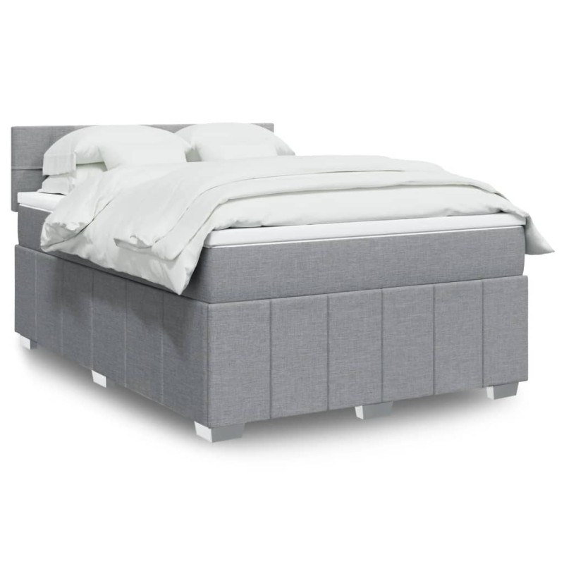vidaXL Boxspringbett mit Matratze Hellgrau 140x200 cm Stoff vidaXL Boxspringbett mit Matratze Hellgrau 140x200 cm Stoff