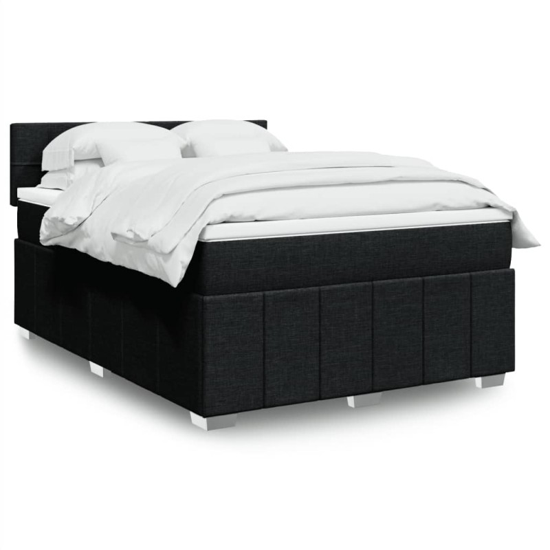 vidaXL Boxspringbett mit Matratze Schwarz 140x200 cm Stoff vidaXL Boxspringbett mit Matratze Schwarz 140x200 cm Stoff