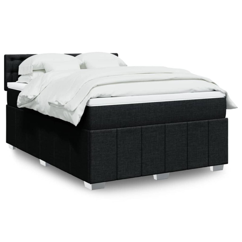 vidaXL Boxspringbett mit Matratze Schwarz 140x190 cm Stoff vidaXL Boxspringbett mit Matratze Schwarz 140x190 cm Stoff