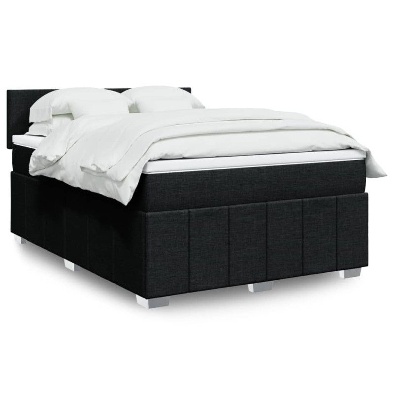 vidaXL Boxspringbett mit Matratze Schwarz 140x190 cm Stoff vidaXL Boxspringbett mit Matratze Schwarz 140x190 cm Stoff