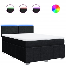 vidaXL Boxspringbett mit Matratze Schwarz 140x190 cm Stoff