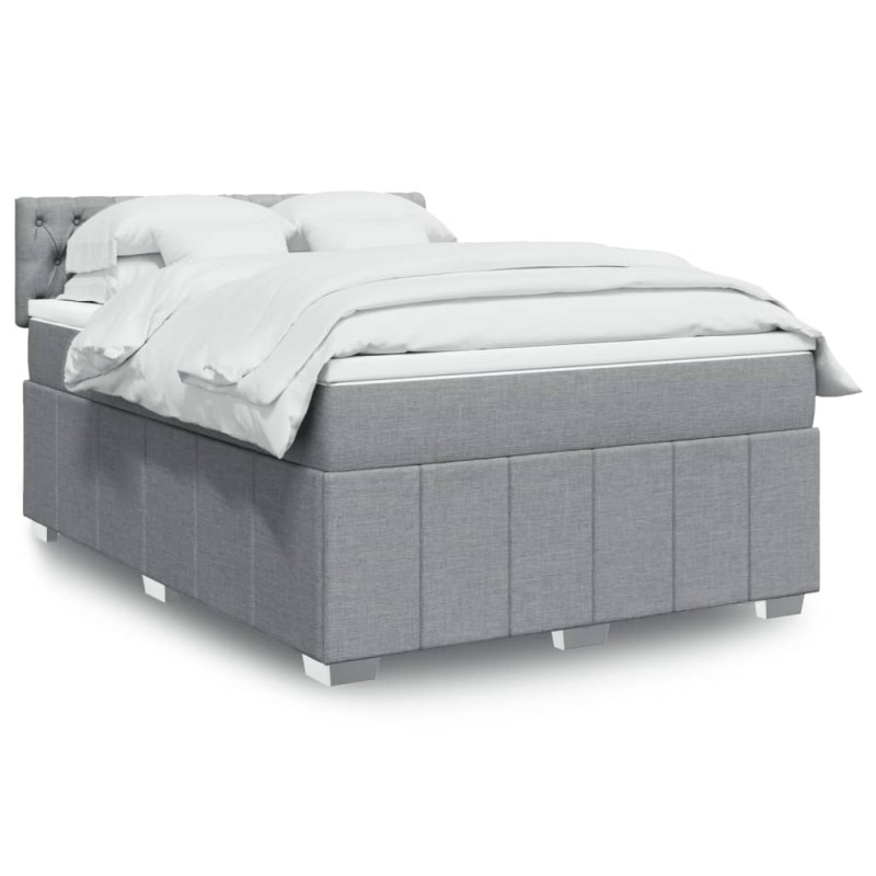 vidaXL Boxspringbett mit Matratze Hellgrau 140x190 cm Stoff vidaXL Boxspringbett mit Matratze Hellgrau 140x190 cm Stoff