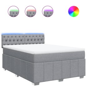 vidaXL Boxspringbett mit Matratze Hellgrau 140x190 cm Stoff