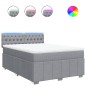 vidaXL Boxspringbett mit Matratze Hellgrau 140x190 cm Stoff vidaXL Boxspringbett mit Matratze Hellgrau 140x190 cm Stoff
