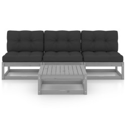 vidaXL 4-tlg. Garten-Lounge-Set mit Kissen Kiefer Massivholz