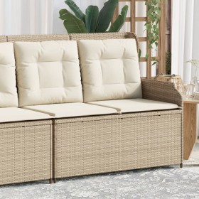 vidaXL Gartenbank Verstellbar mit Kissen Beige Poly Rattan